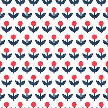 Seamless pattern with flowers. Minimalistic vector background
