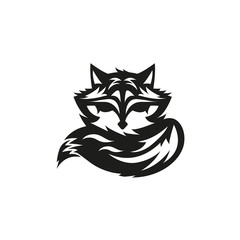 Fox tattoo icon. Isolated drawing for use as an icon, logo, identity, in web and application design, for printing on various media and more