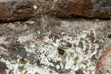 closeup of an old uneven brick wall background texture