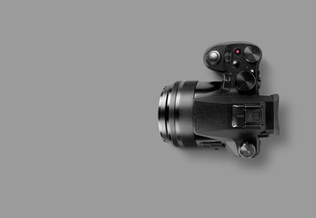 camera isolated on grey background