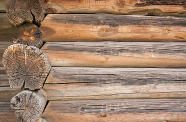wall of an old log house