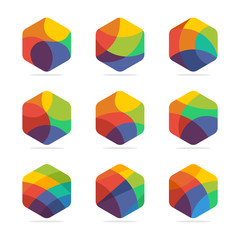 collection of colorful hexagon shape designs