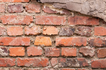 Old brick wall texture, close-up