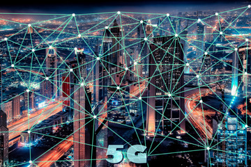City connected to 5G technology