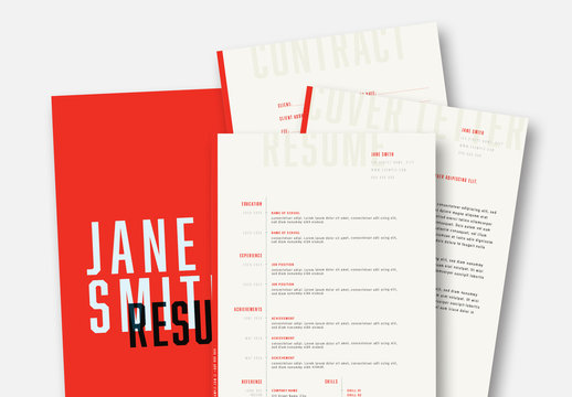 Resume and Business Stationery Set with Red Accents