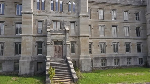 Haunted spooky abandoned hospital exterior