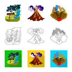 Vector design of weather and distress logo. Set of weather and crash stock vector illustration.