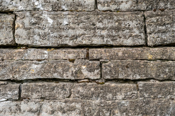 texture of the walls made of limestone. brickwork close-up