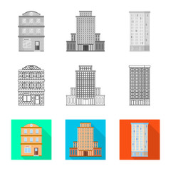 Vector design of municipal and center icon. Set of municipal and estate   stock vector illustration.