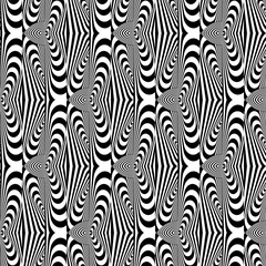 VECTOR ILLUSTRATION OF BLACK AND WHITE WARPED SHAPES.