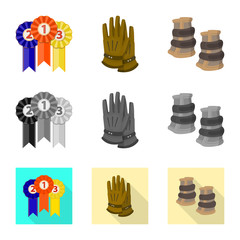 Vector design of equipment and riding symbol. Collection of equipment and competition stock symbol for web.