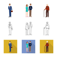 Vector design of character and avatar  logo. Collection of character and portrait vector icon for stock.