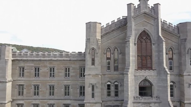 Haunted spooky abandoned hospital exterior