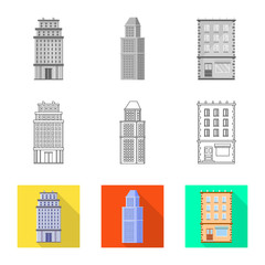 Fototapeta premium Vector design of municipal and center icon. Collection of municipal and estate vector icon for stock.