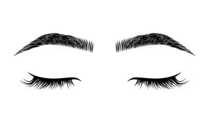 Eyelashes and eyebrows vector logo for beauty studio