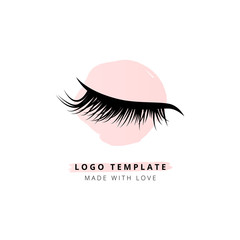 Eyelashes vector logo for beauty studio