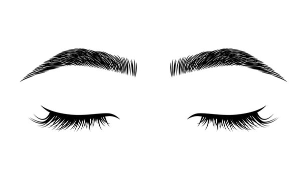 Eyelashes and eyebrows vector logo for beauty studio