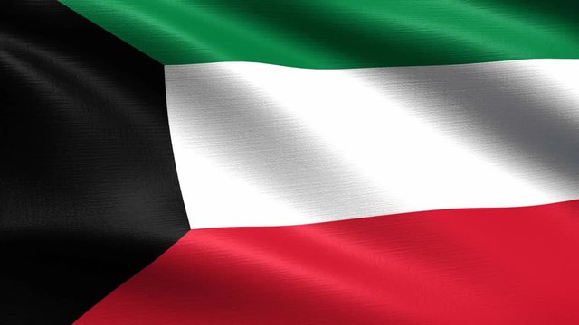 Realistic flag of kuwait, Seamless looping with highly detailed fabric texture, 4k resolution