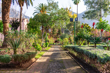 Garden inside the Kasbah of Chefchaouen Morocco