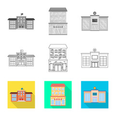 Vector illustration of municipal and center symbol. Collection of municipal and estate   stock vector illustration.