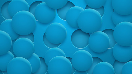 Abstract background of holes and circles with shadows in blue colors