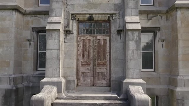 Haunted spooky abandoned hospital exterior