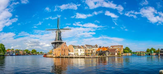 Fotobehang windmill de Adriaan in Haarlem, Netherlands © dudlajzov