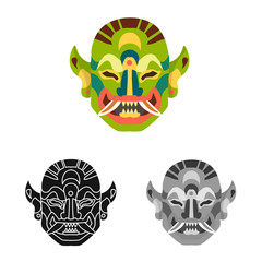 Vector illustration of mask and indonesian symbol. Set of mask and ethnic stock symbol for web.