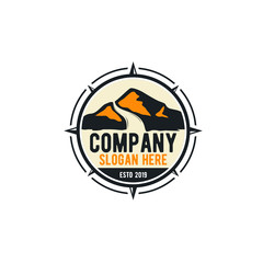 mountain emblem logo vector with abstrack kompas  © Menangang
