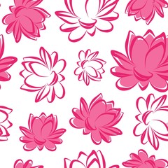 Lotus flower seamless vector pattern