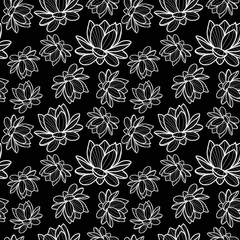 Lotus flower seamless vector pattern