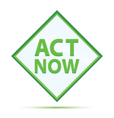 Act Now modern abstract green diamond button