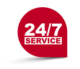 red vector banner 24/7 service