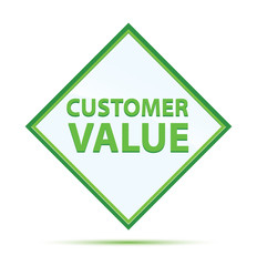 Customer Value modern abstract green diamond button