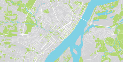 Urban vector city map of Volgograd, Russia