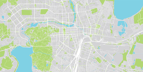 Urban vector city map of chelyabinsk, Russia