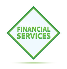 Financial Services modern abstract green diamond button