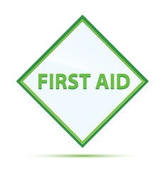 First Aid modern abstract green diamond button