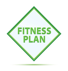 Fitness Plan modern abstract green diamond button