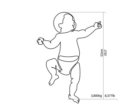 Full-growth baby for height and weight measurement
