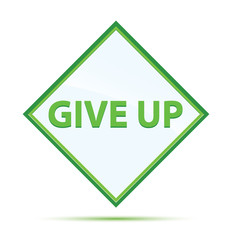 Give Up modern abstract green diamond button