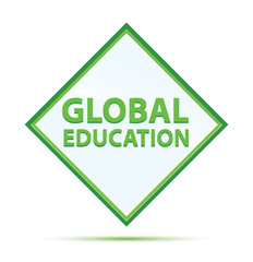Global Education modern abstract green diamond button