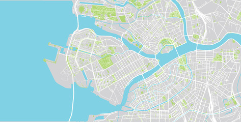 Urban vector city map of St Petersburg, Russia