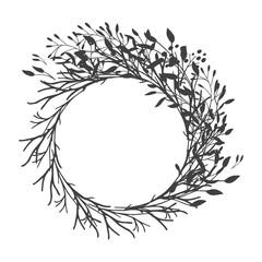 Wreath of leaves, plants, branches and flowers