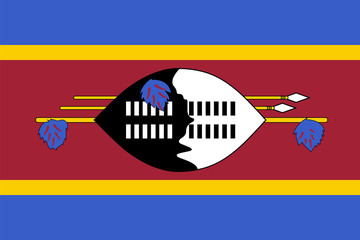 Vector flag of Eswatini. Proportion 2:3. Swazi national flag. Kingdom of Eswatini.