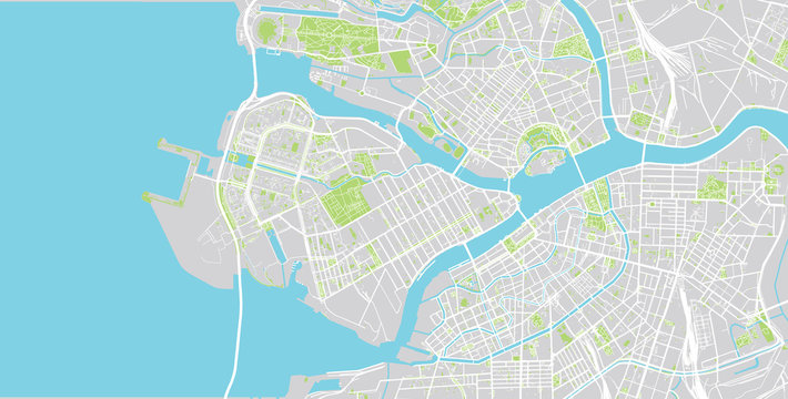 Urban vector city map of St Petersburg, Russia