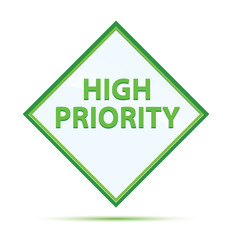 High Priority modern abstract green diamond button