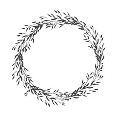 Wreath of leaves, plants, branches and flowers