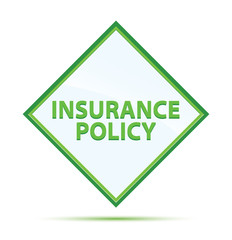 Insurance Policy modern abstract green diamond button