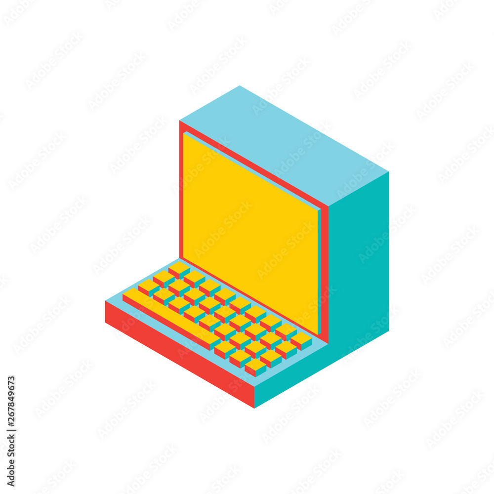 Poster old computer isolated. outdated pc. obsolete technology. vector illustration